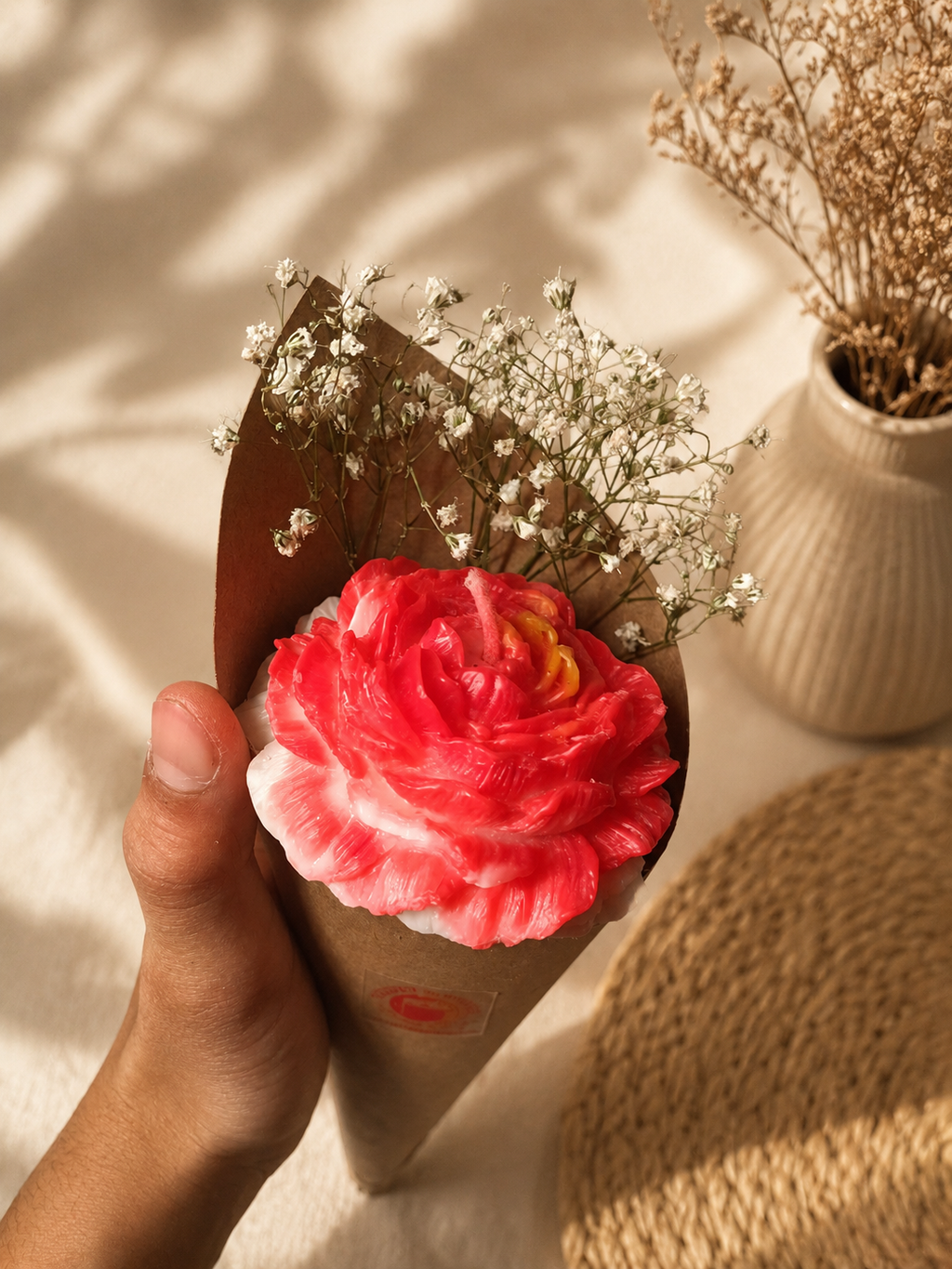 Rose Flower Bouquet Candle — Valentine Special