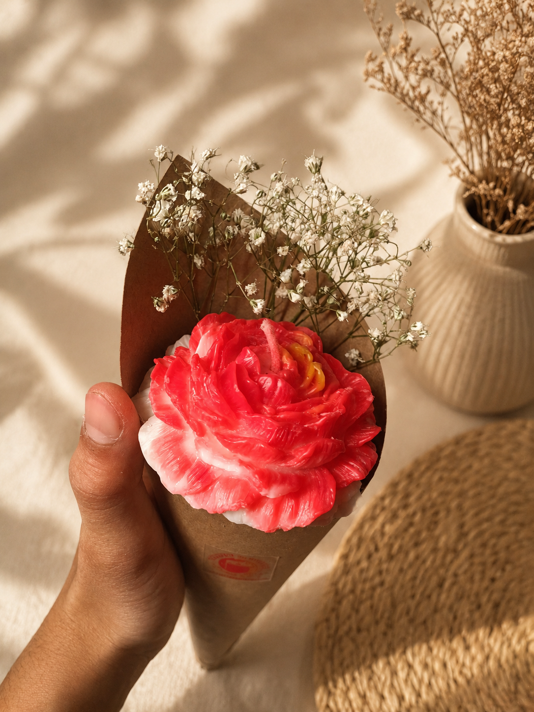Rose Flower Bouquet Candle — Valentine Special