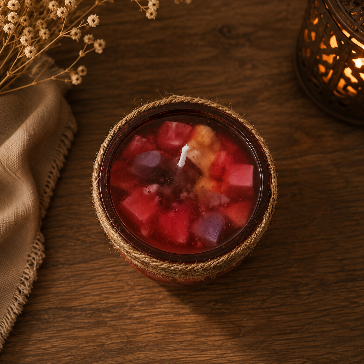 Multi Colour Heart Candle