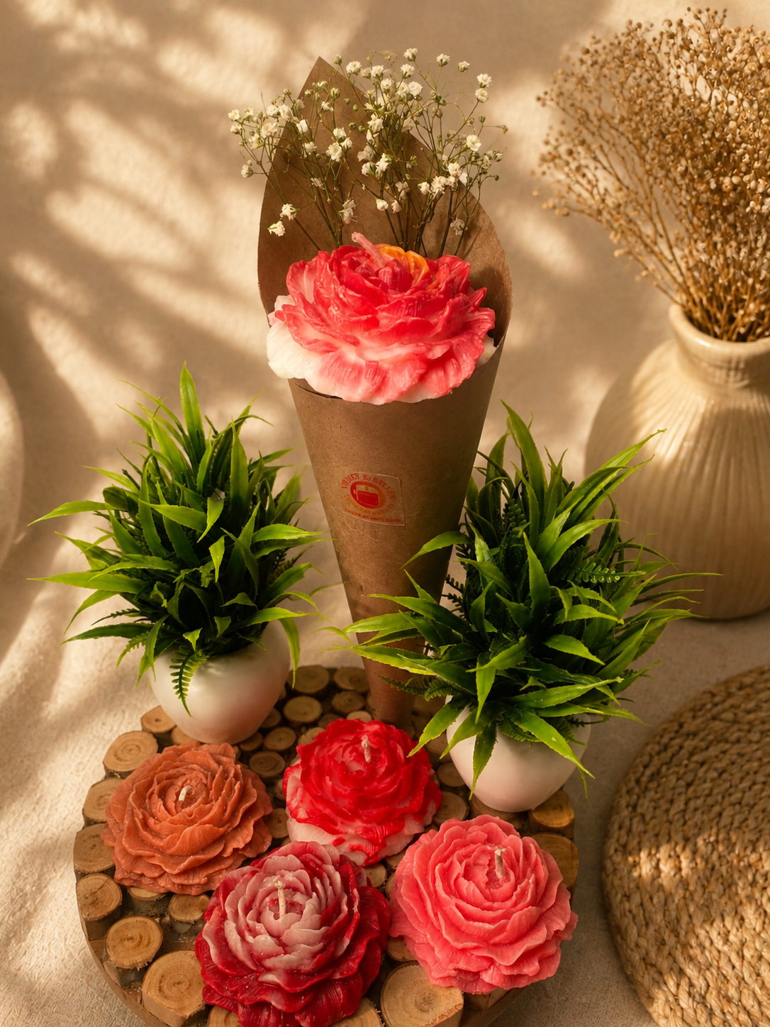 Rose Flower Bouquet Candle — Valentine Special